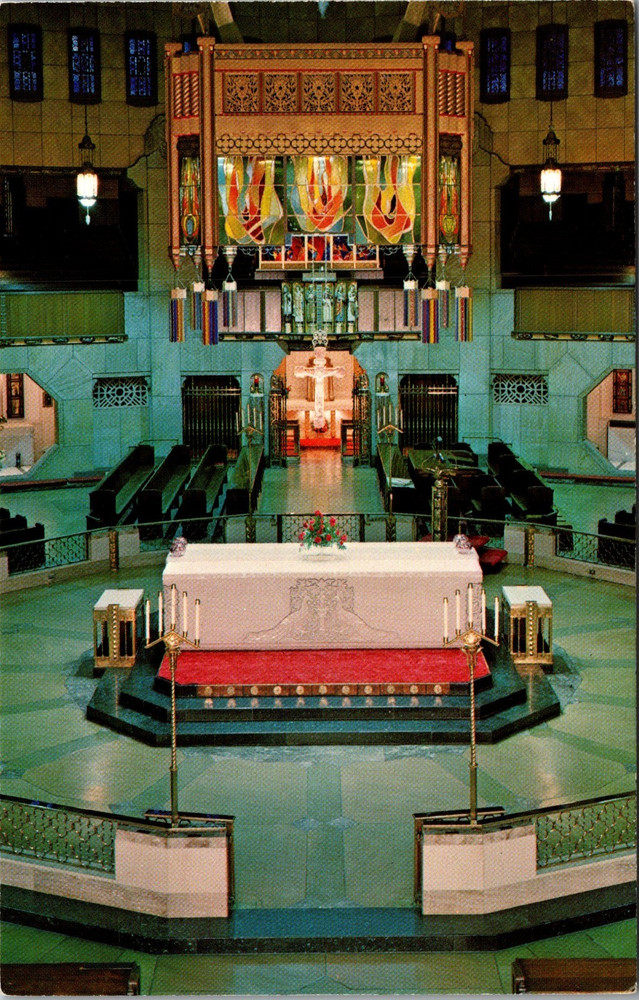 Main Altar-Shrine Of The Little Flower Church-Royal Oak, MI-Chrome Postcard