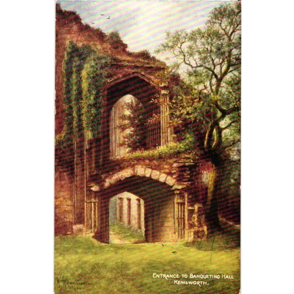 Kenilworth Castle Entrance to Banqueting Hall Postcard Salmon Series Quatremain