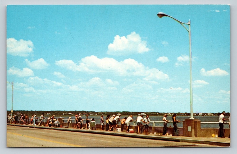 Greetings From Ocean City Maryland People Bay Fishing VINTAGE Postcard