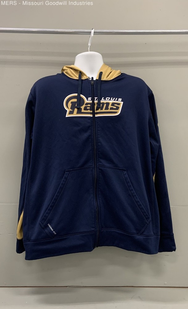 Nike Mens Navy Gold St Louis Rams Therma NFL Team Apparel Zip Hoodie XL