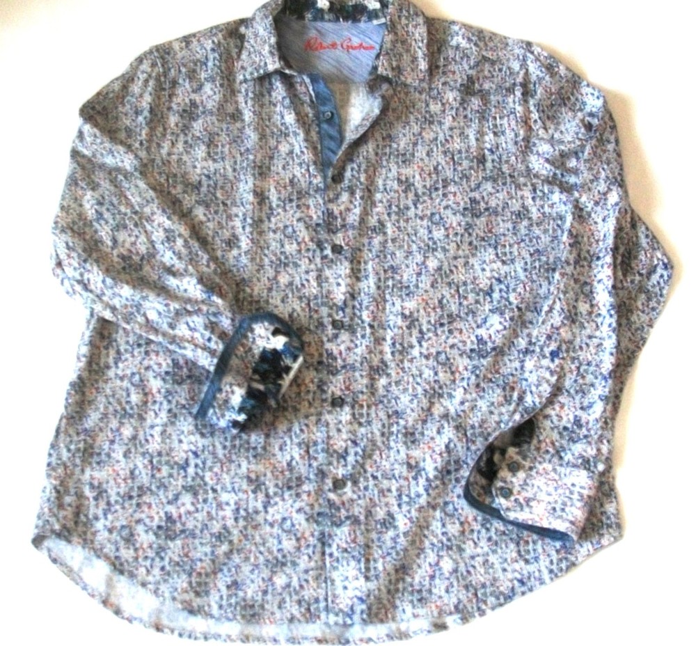 Robert Graham size XL men's shirt long sleeve multicolor abstract graphic cotton-image