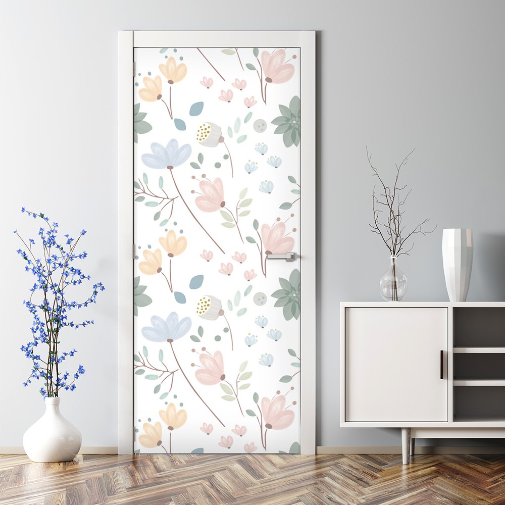 Spring Field Flowers Nature Adhesive Door sticker Floral Nursery Peel and stick