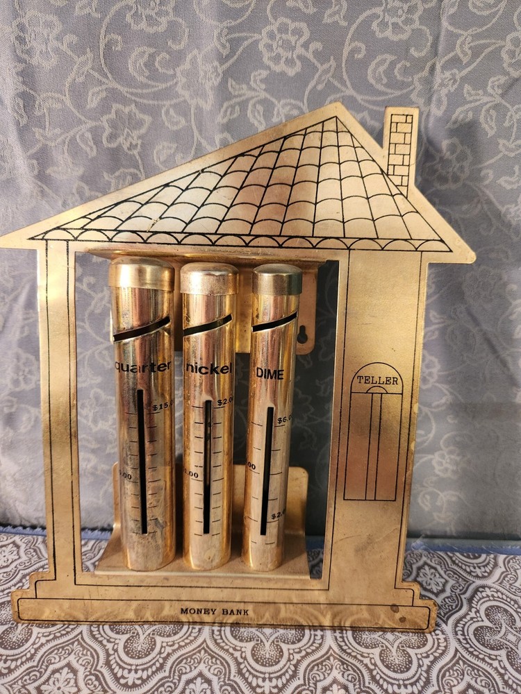 Vintage Coin Sorter- Brass Money Bank, Wall Hanging