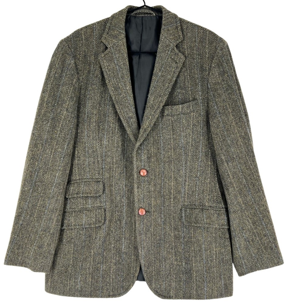 Vintage Harris Tweed Men Geoffrey Wool Blazer Jacket Size XL - 46