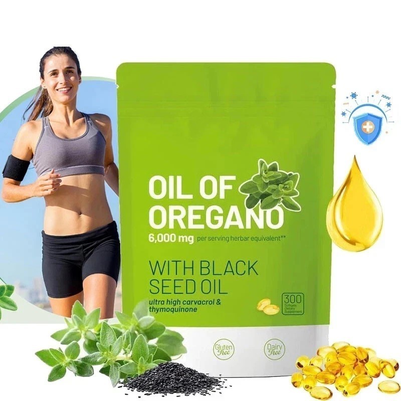 Oil of Oregano 300 Softgels with Black Seed Oil - 6000mg Oregano Oil NEW