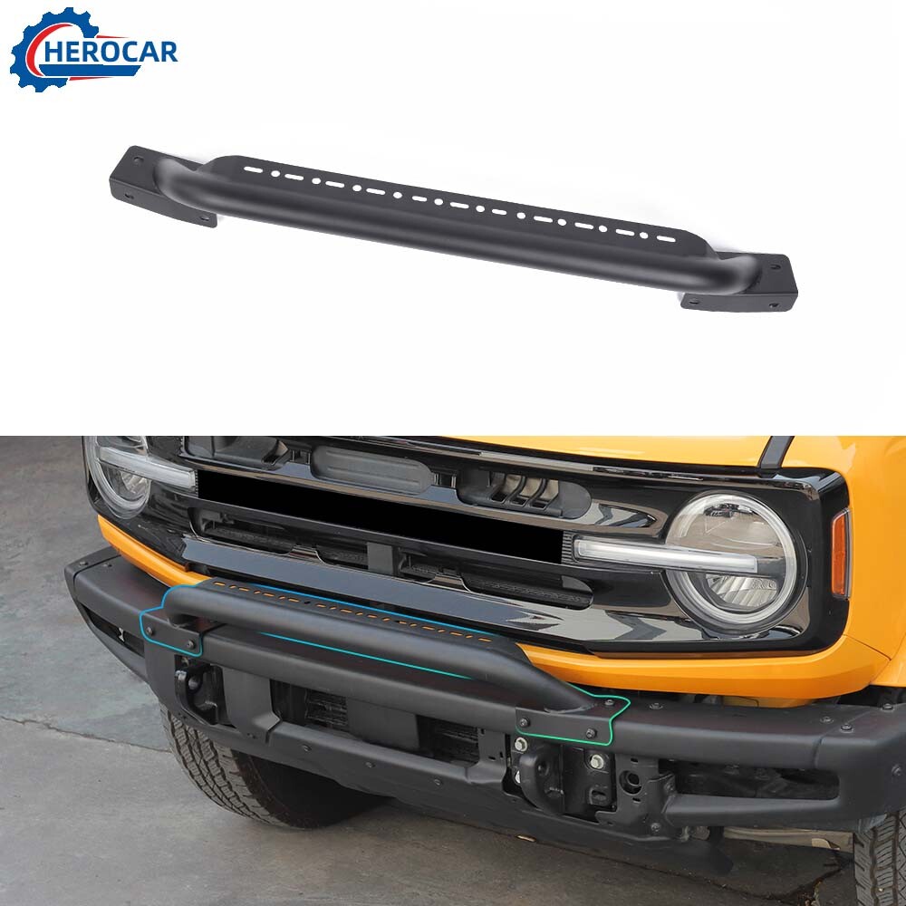 ??Front Bumper Bull Bar with Spot Light Mount Bracket Holder For Ford Bronco 21+