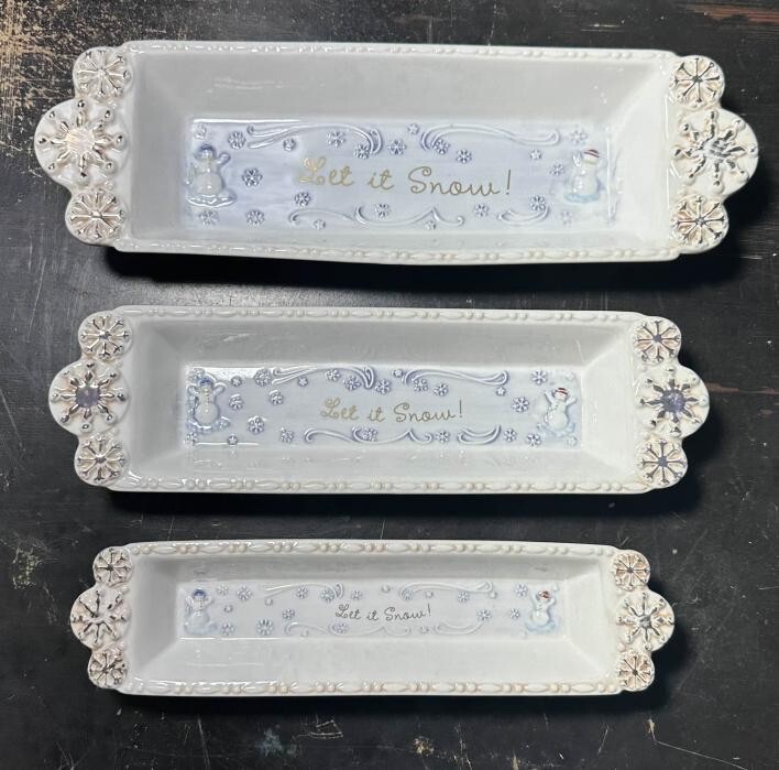 3-Piece Ceramic Charcuterie Board Set for Cheese & Crackers - 15