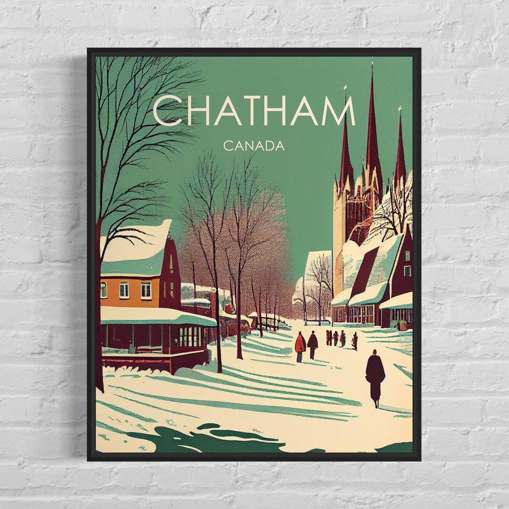 Chatham Canada Retro Art Print Chatham Wall Art Illustration Chatham Vintage