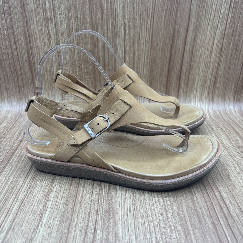 Teva Encanto Leather Thong Sandal Size 7.5 Tan Women’s Buckle 1091190