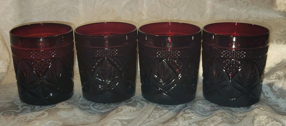 Set of 4 RUBY Cristal D'Arques Durand 11oz 3.75