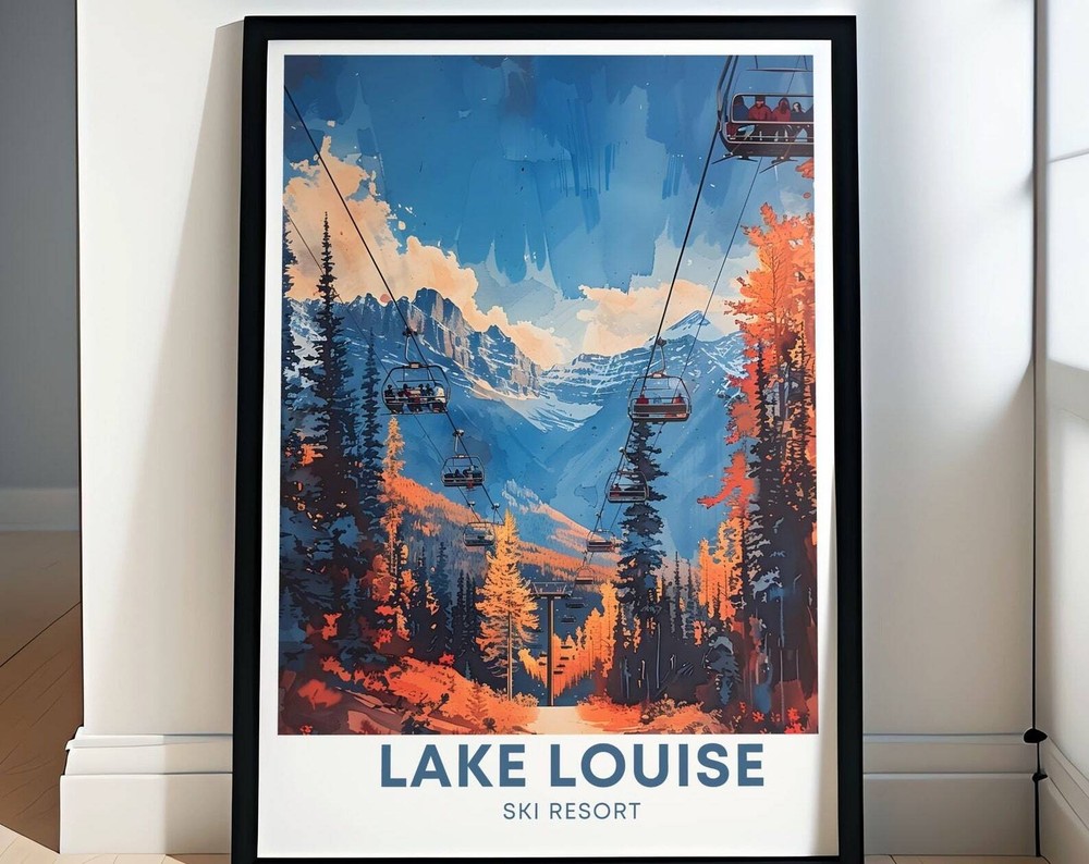 Lake Louise Ski Resort Travel Art Top Of The World Express Poster Lake Louise