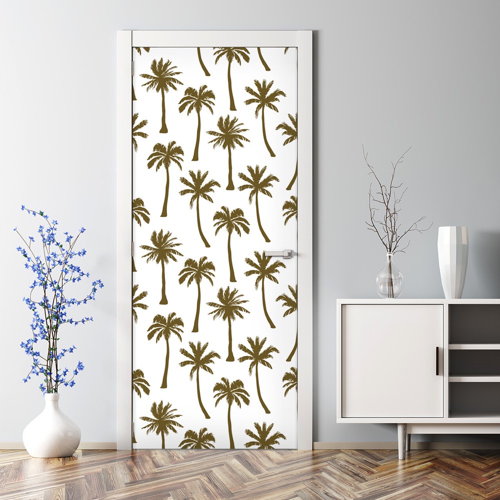 Palm Bubble Free Door sticker roll Tropical Peel & stick Decal Pattern Minimal