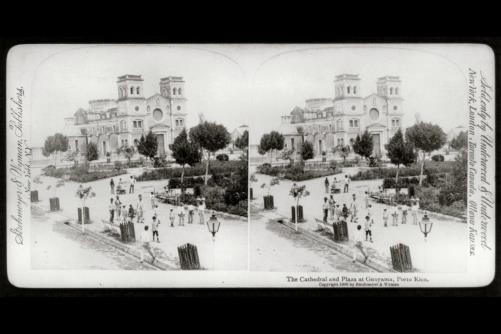 Photo:Photo of Stereograph,Cathedral,Plaza,Guayama,Puerto Rico,c1900