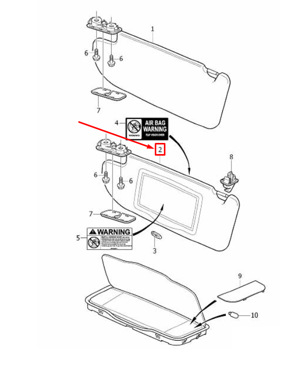 VOLVO XC90 MK1 Left Beige Sun Visor 39814756 Genuine OEM Part