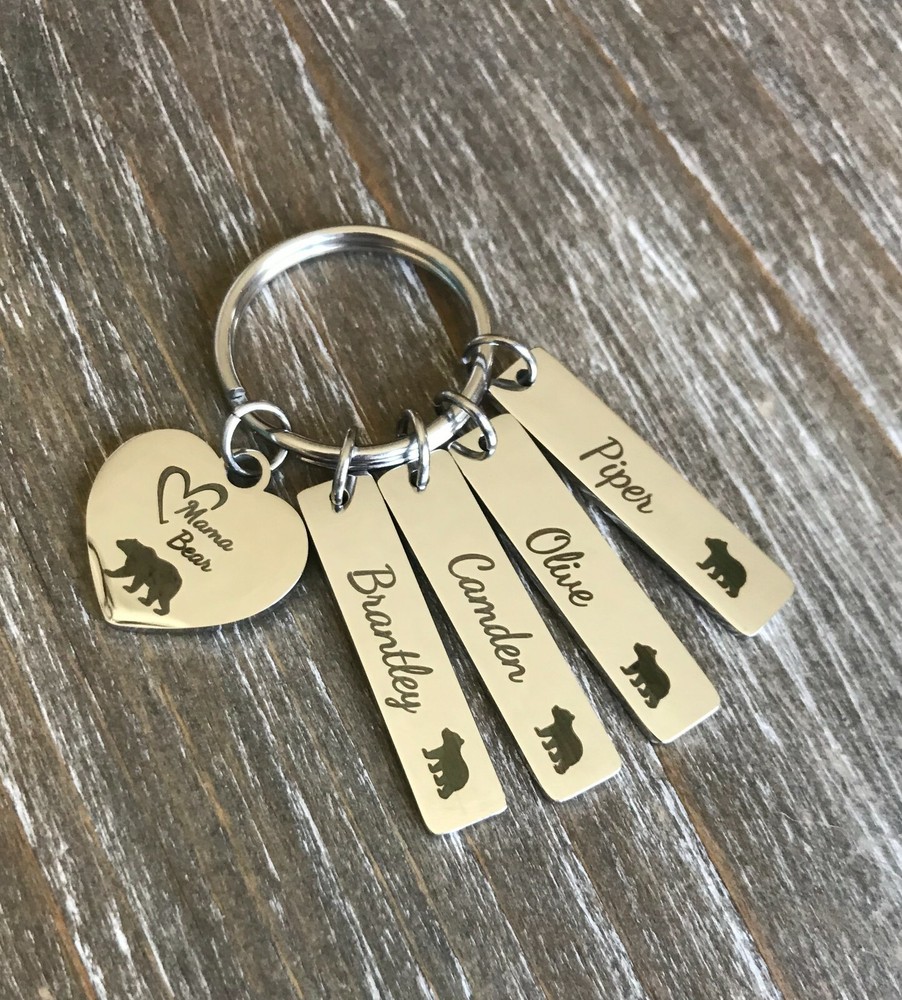 Mama Bear Keychain personalized daughter son name Momma custom MOM Jewelry