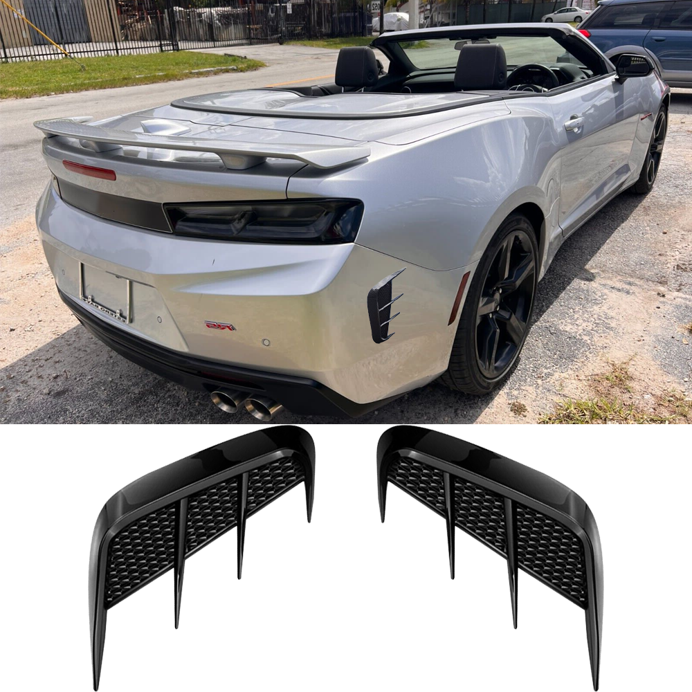 2pcs Glossy Black Rear Bumper Side Wing Member Vent Cover Trim For Chevy Camaro
