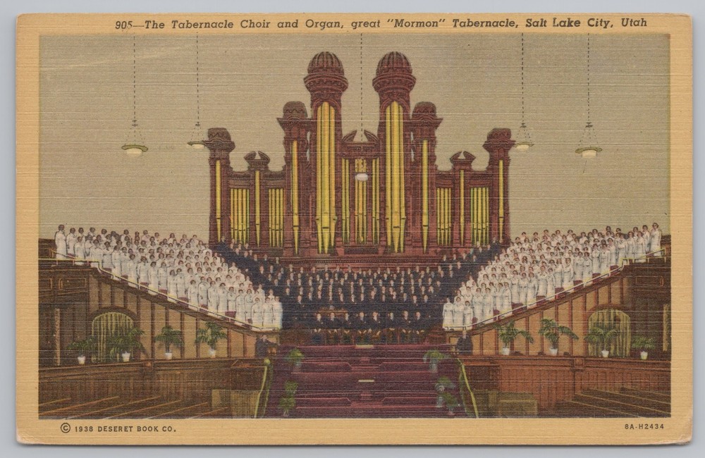 Linen~Tabernacle Choir & Organ Mormon Tabernacle Salt Lake City~Vintage Postcard