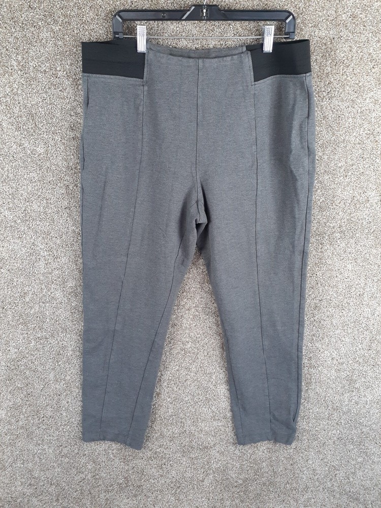 Terra & Sky Skinny Ponte Knit Pant Womens 1X (16W-18W) Gray High Rise Stretch