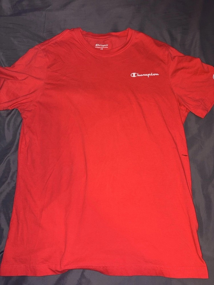 Men’s Size Large Champion Red T-Shirt - See condition