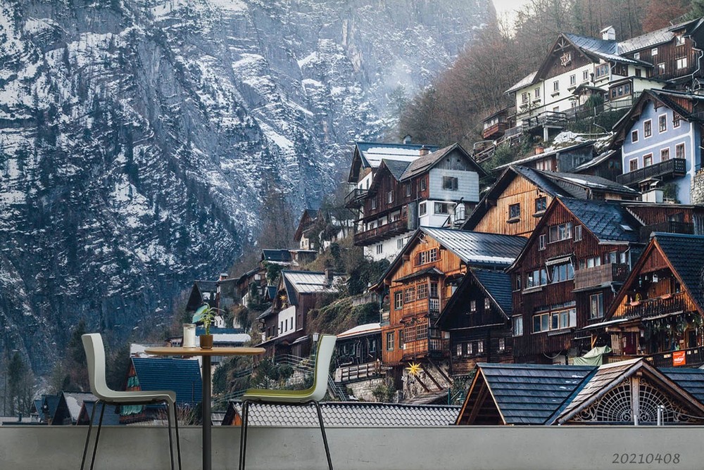 3D Mountain Architecture Landscape Wall Murals Wallpaper Murals Wall Sticker