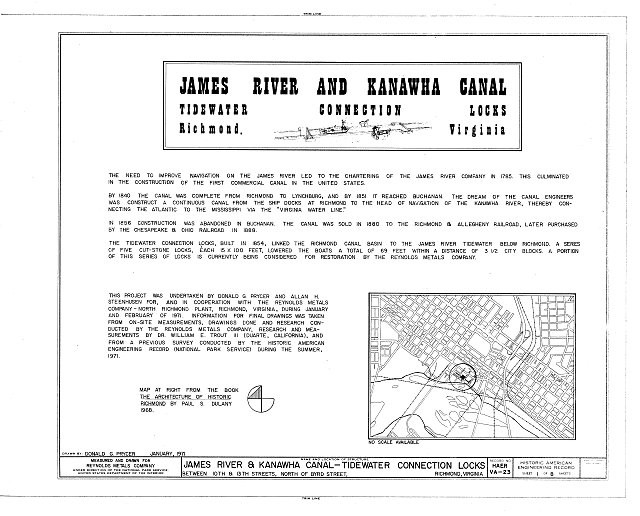 1. Title sheet site map - James River & Kanawha Canal, Locks 1-5, Tenth