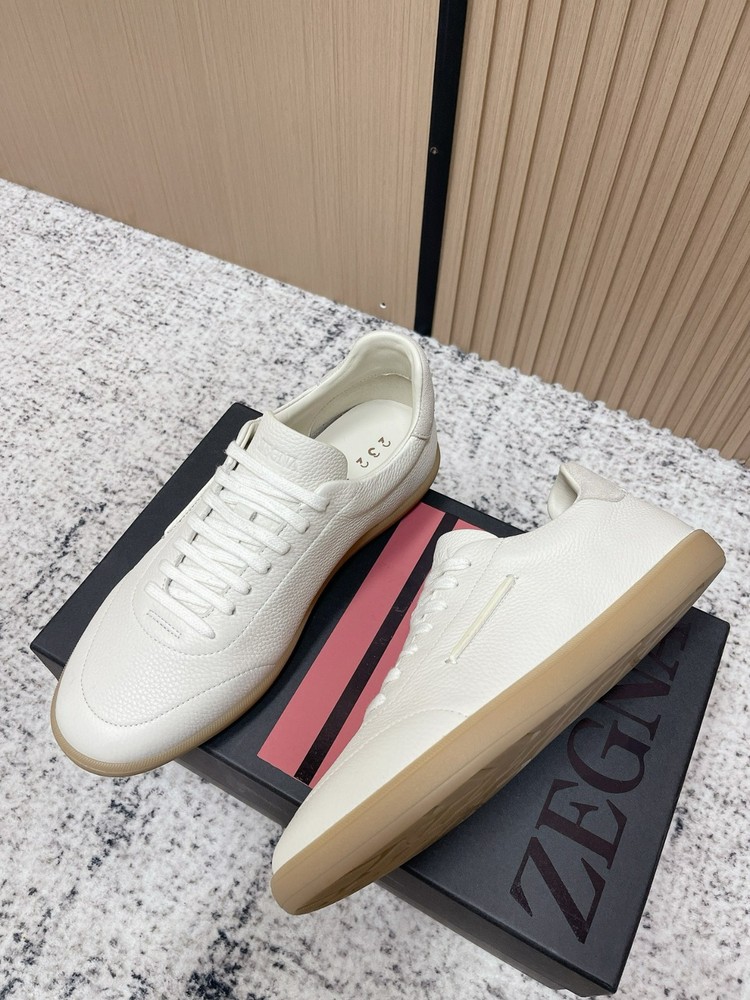 New ZEGNA 232 Beige Upper Leather Mens or Women Casual Sneaker