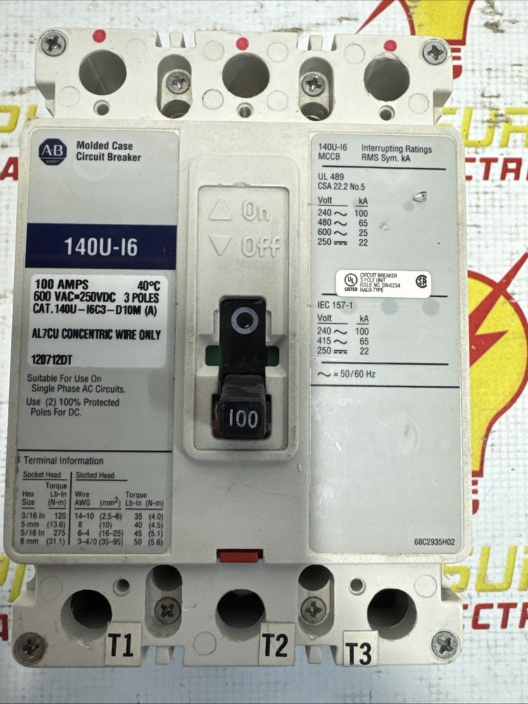 Allen-Bradley 140U-I6C3-D10M 100A 3-Pole Molded Case Circuit Breaker 600VAC