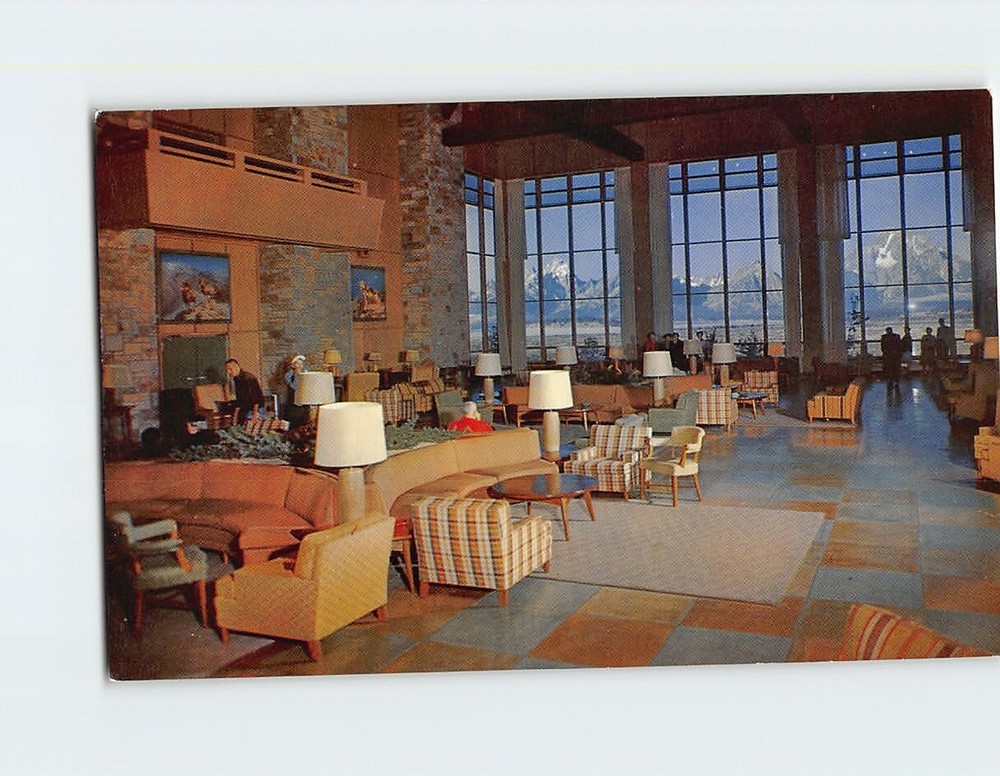 Postcard Main Lounge Jackson Lake Lodge Wyoming USA