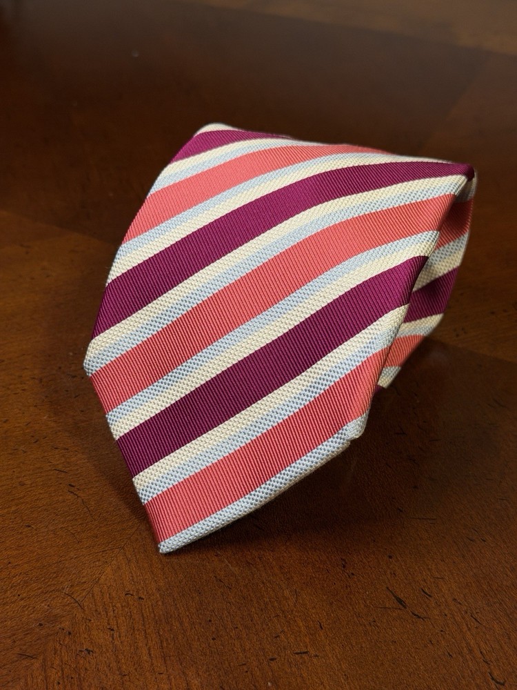 Charles Tyrwhitt Men's Pink Striped Silk Necktie