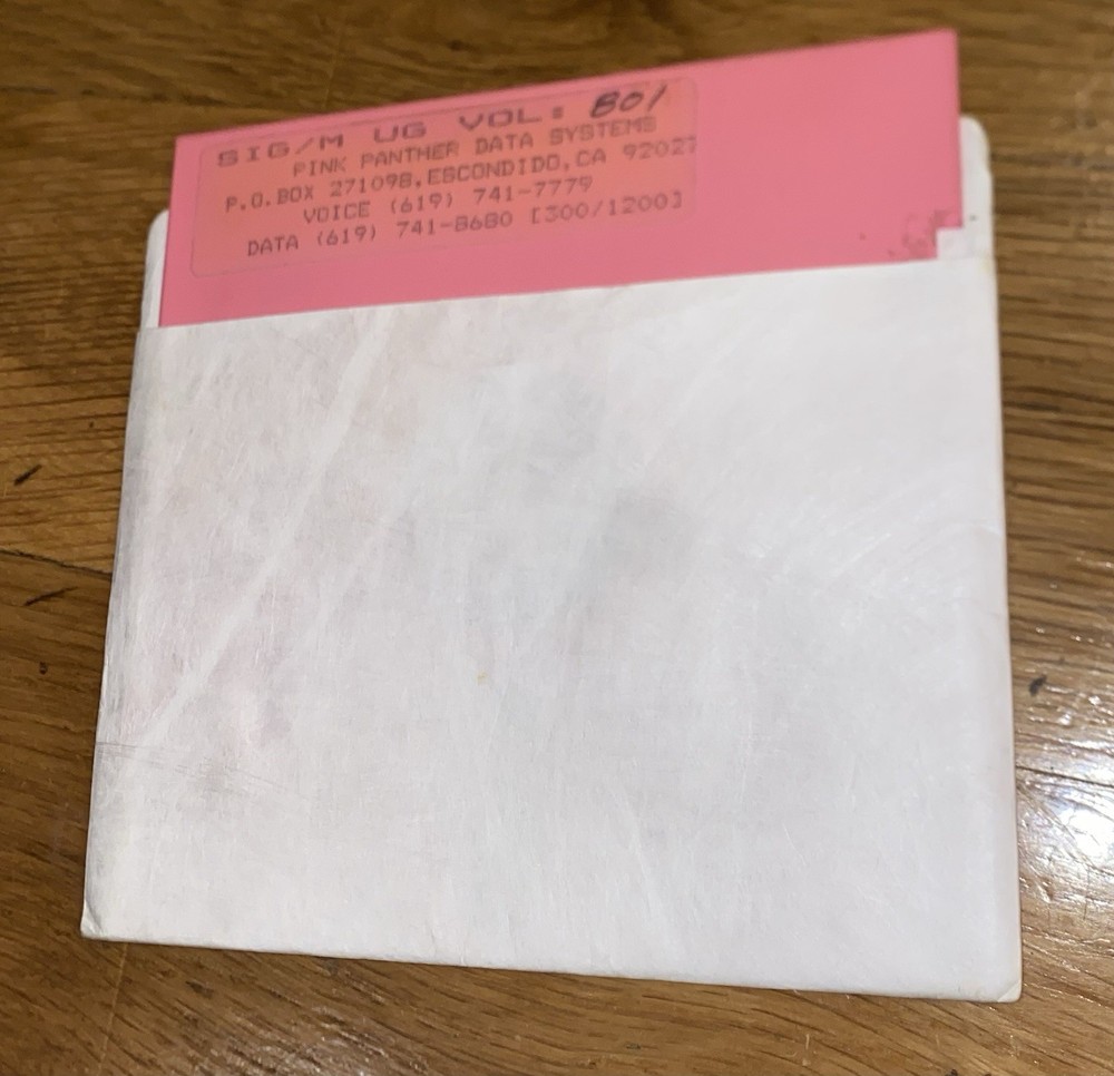 Sig/M UG Vol 801 Vintage Software 5.25 Floppy Disk Pink Panther Data Systems