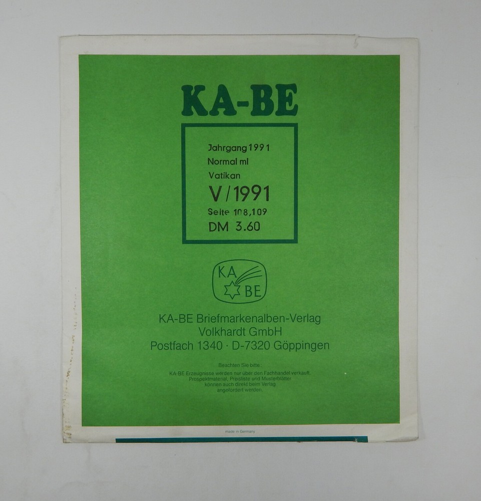 Ka-Be Vatikan 1991 Jahrgang Normal ml In German Stamp Album Pages