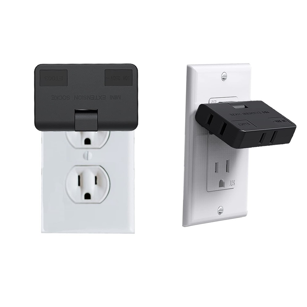 ETwinCoo 3-Way Flat Wall Outlet Extender & Splitter, 2-Prong Swivel Mini Plug...