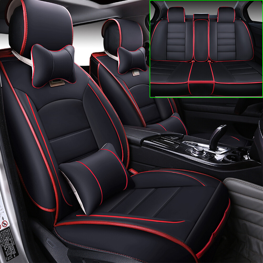 Universal PU Leather 5 Seats Front & Rear SUV Car Seat Cover Cushion Full Set