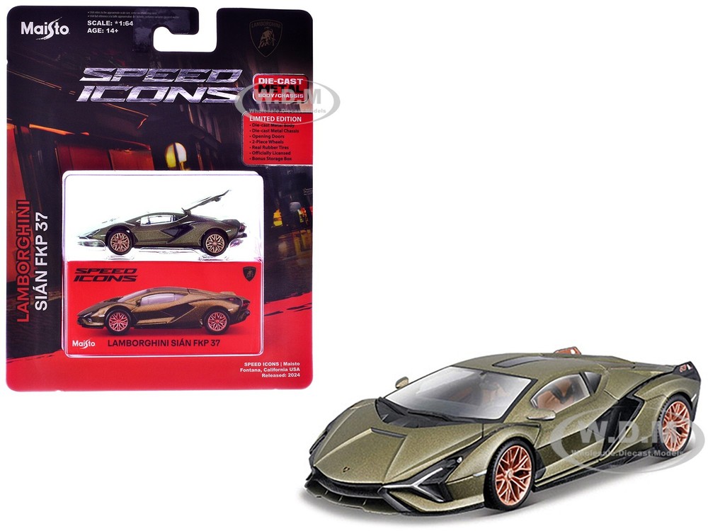 LAMBORGHINI SIAN FKP 37 GREEN 1/64 DIECAST MODEL CAR BY MAISTO 15700-24F-GRN