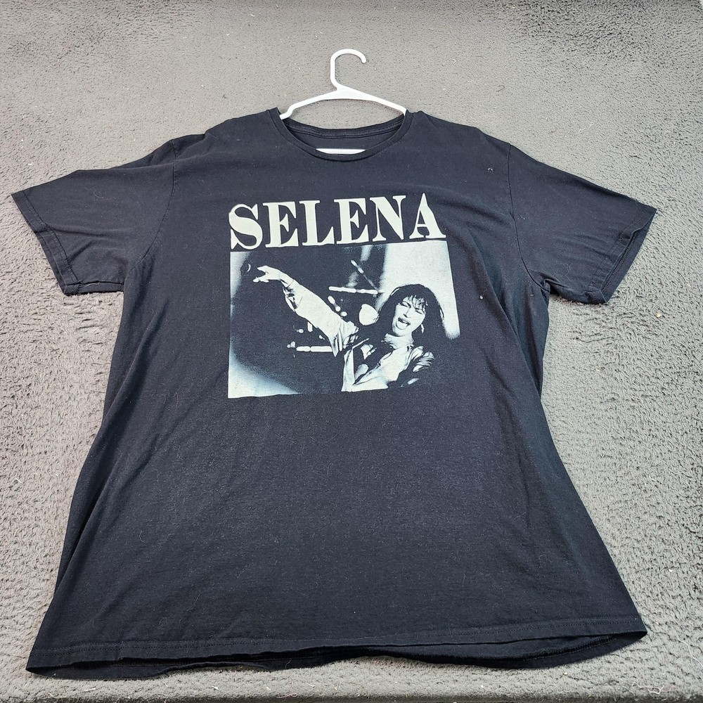 Selena Shirt Mens 2XL Black Photo Graphic Music Band Tee Tagless Cotton