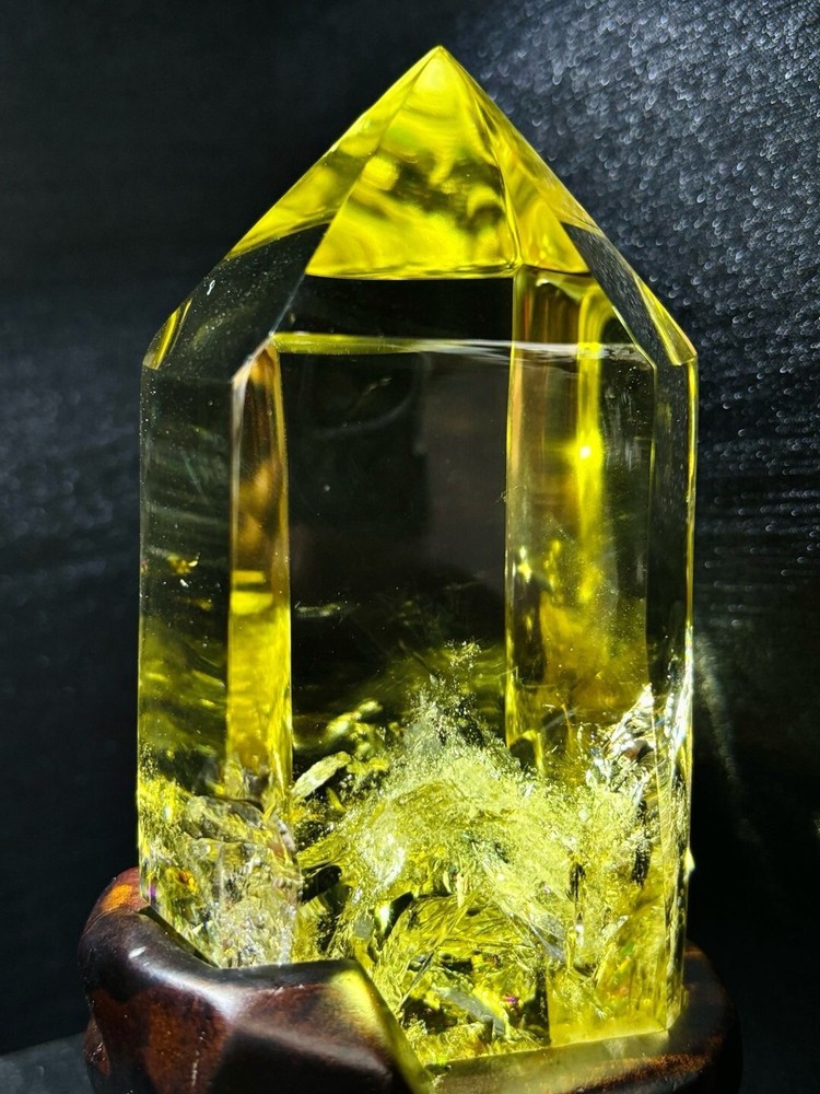 4.29LB Natural Citrine Quartz Obelisk Wand with Stand for Reiki Healing