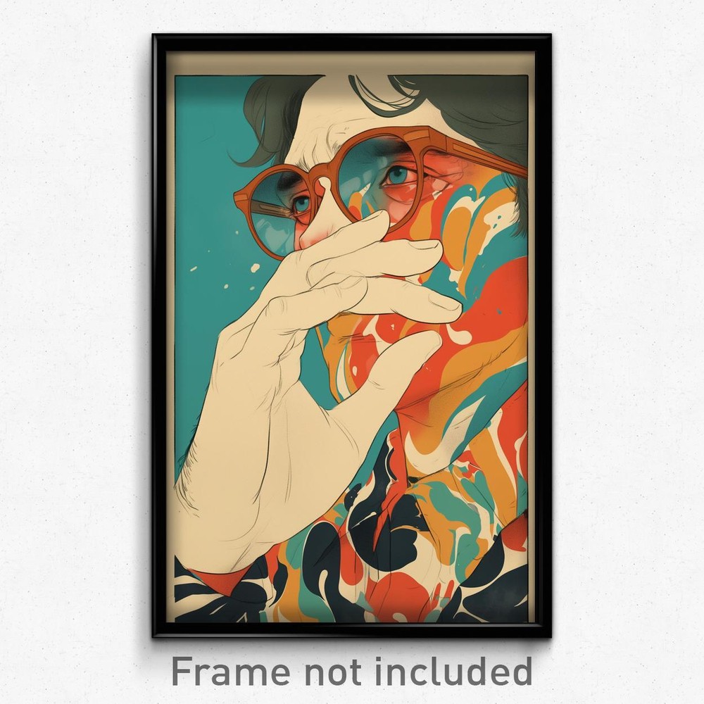 Lonely Man Greek Movie Poster with Majestic Brown Framed Eyewear Print