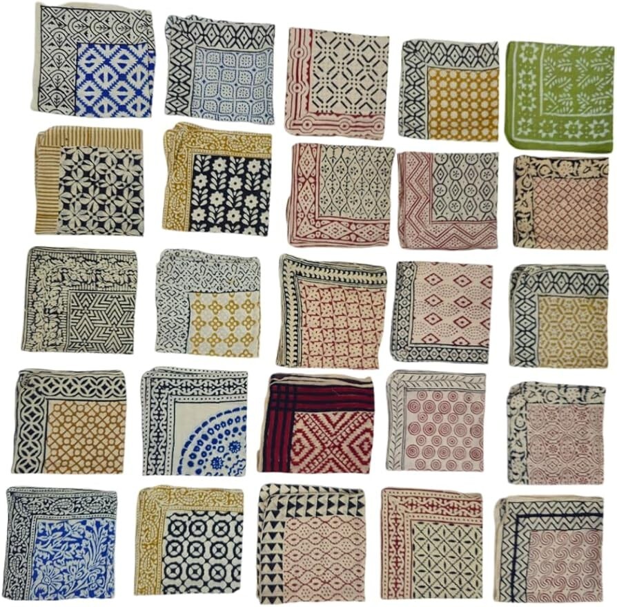 Bulk Set of 25 Organic Cotton Bandanas in Vibrant Colors