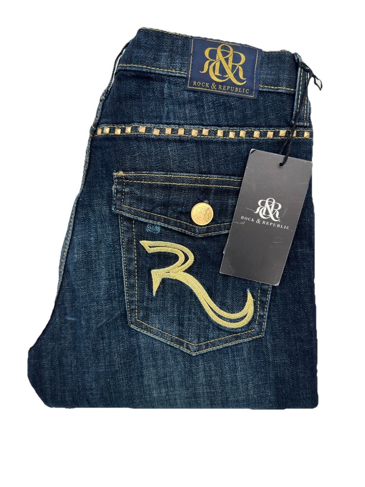 Rock Republic Kassandra Bootcut Jeans Womens Size 10 Dark Blue Denim New
