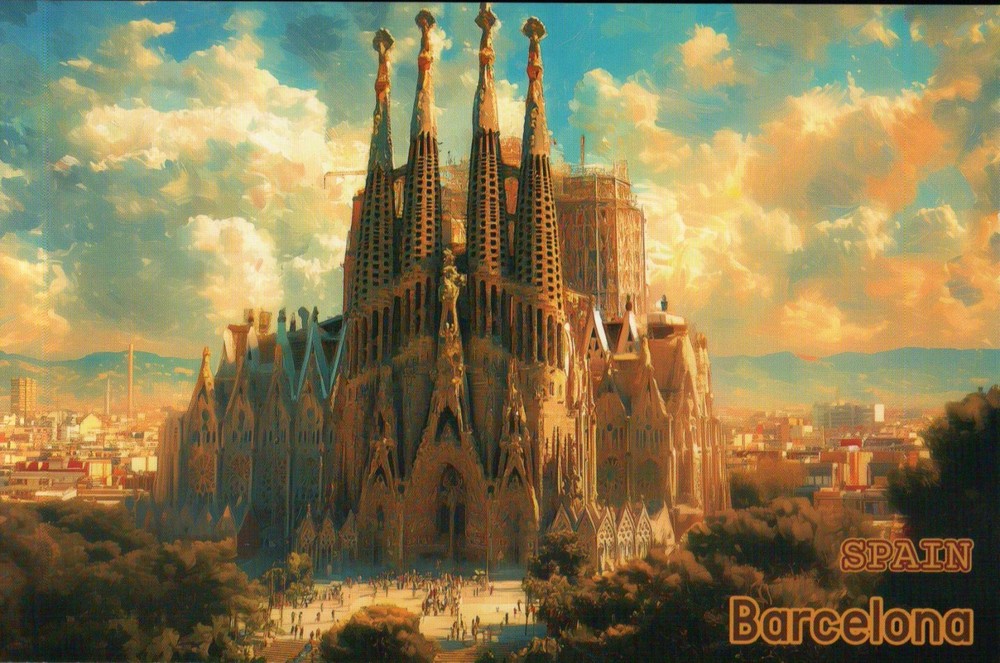 Sagrada Familia Barcelona Spain, Church by Antoni Gaudi Espana - Modern Postcard