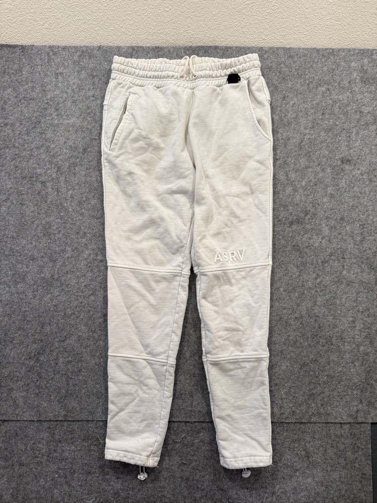 ASRV Sweatpants Mens M White French Terry Elastic Waist Drawcord Pockets