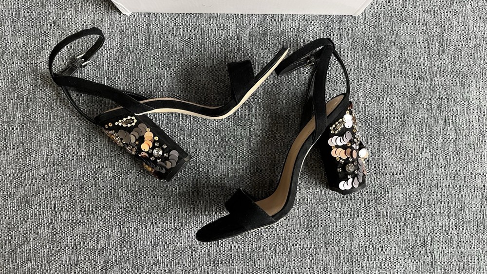 Aldo Luciaa-98 Womens Embellished Sandal Heels Size 8.5 Jewel Details