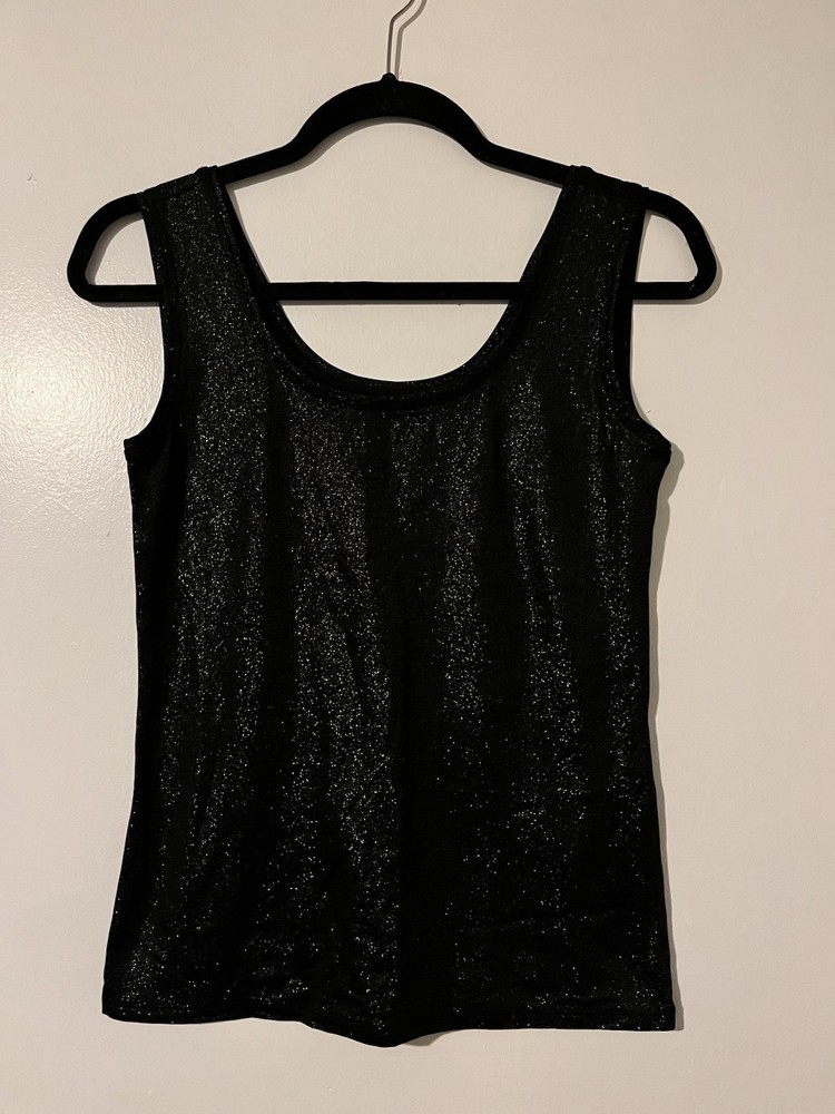 WHBM Woman’s Black Sparkly Tank Top/Blouse Excellent Condition Size Small