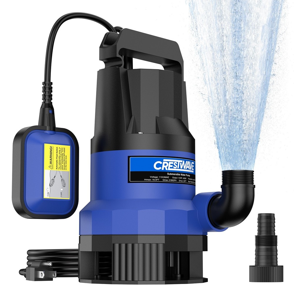 400W Submersible Sump Pump 2189GPH 1/4HP with Float Switch