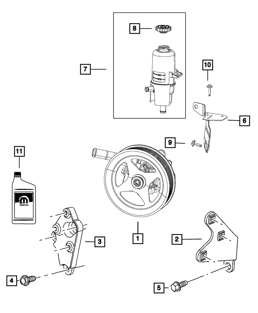 Genuine Mopar Power Steering Fluid Reservoir 68225510AB