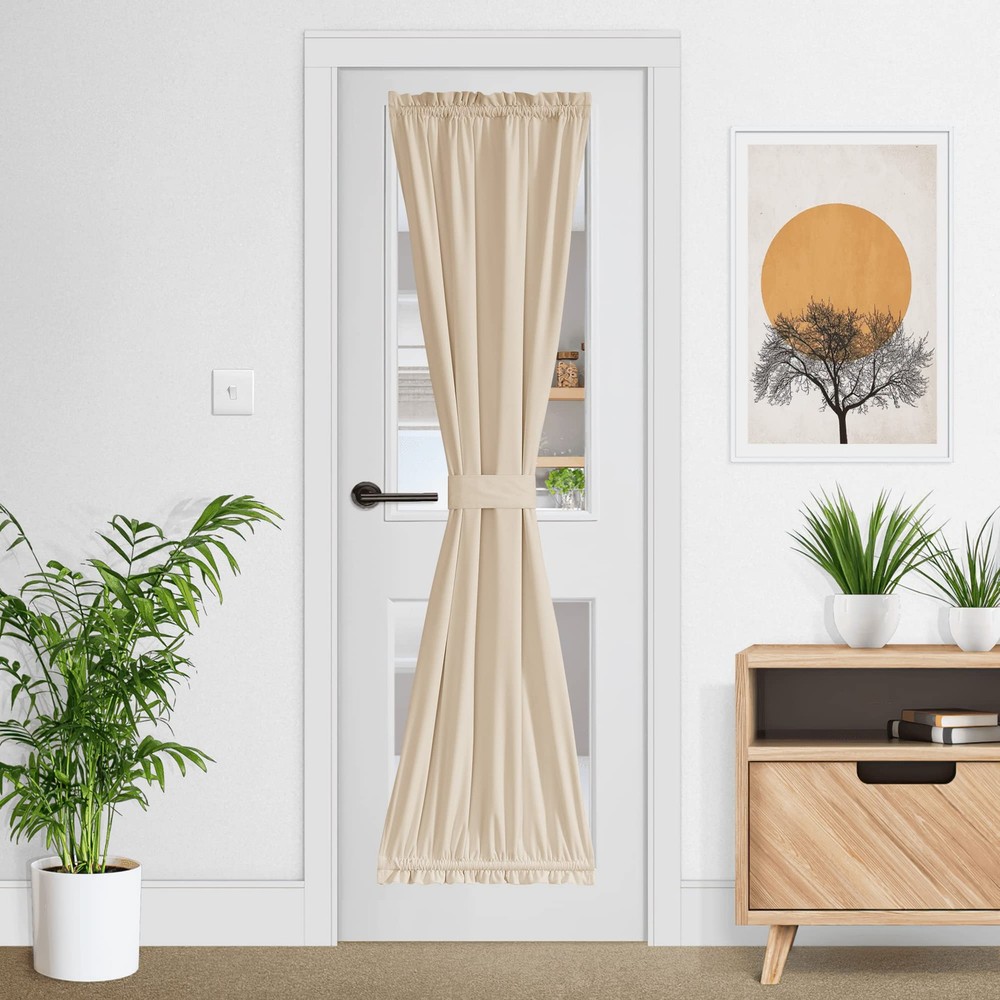 Velvet Blackout French Door Kitchen Curtain for Living Room Windows