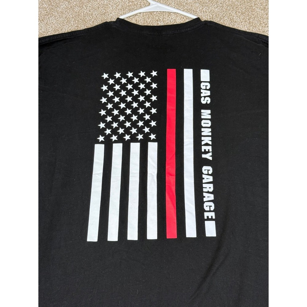 Gas Monkey Garage Mens XL Black T-Shirt American Flag  Short Sleeve