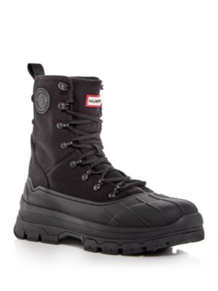 HUNTER Mens Black 1-Inch Platform Combat Boots Size 8 Desert Toe Wedge