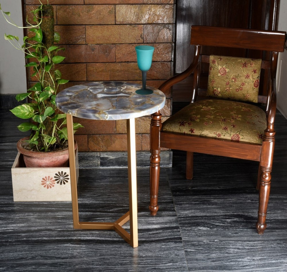 12x12 Agate Slice Coffee Table Top Round Corner Home Decor Side Table  