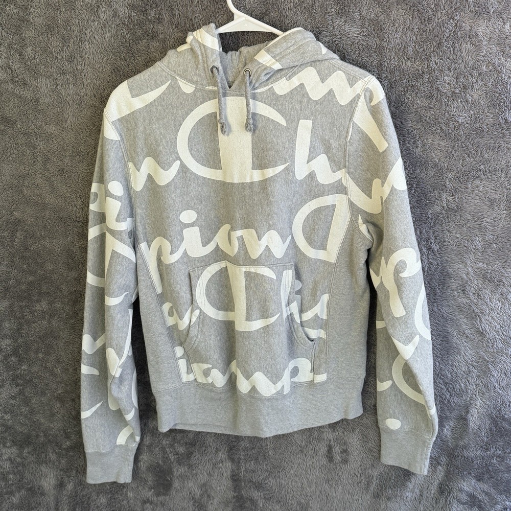 Champion Women’s Reverse Weave Gray Hoodie with White Logo Size Small